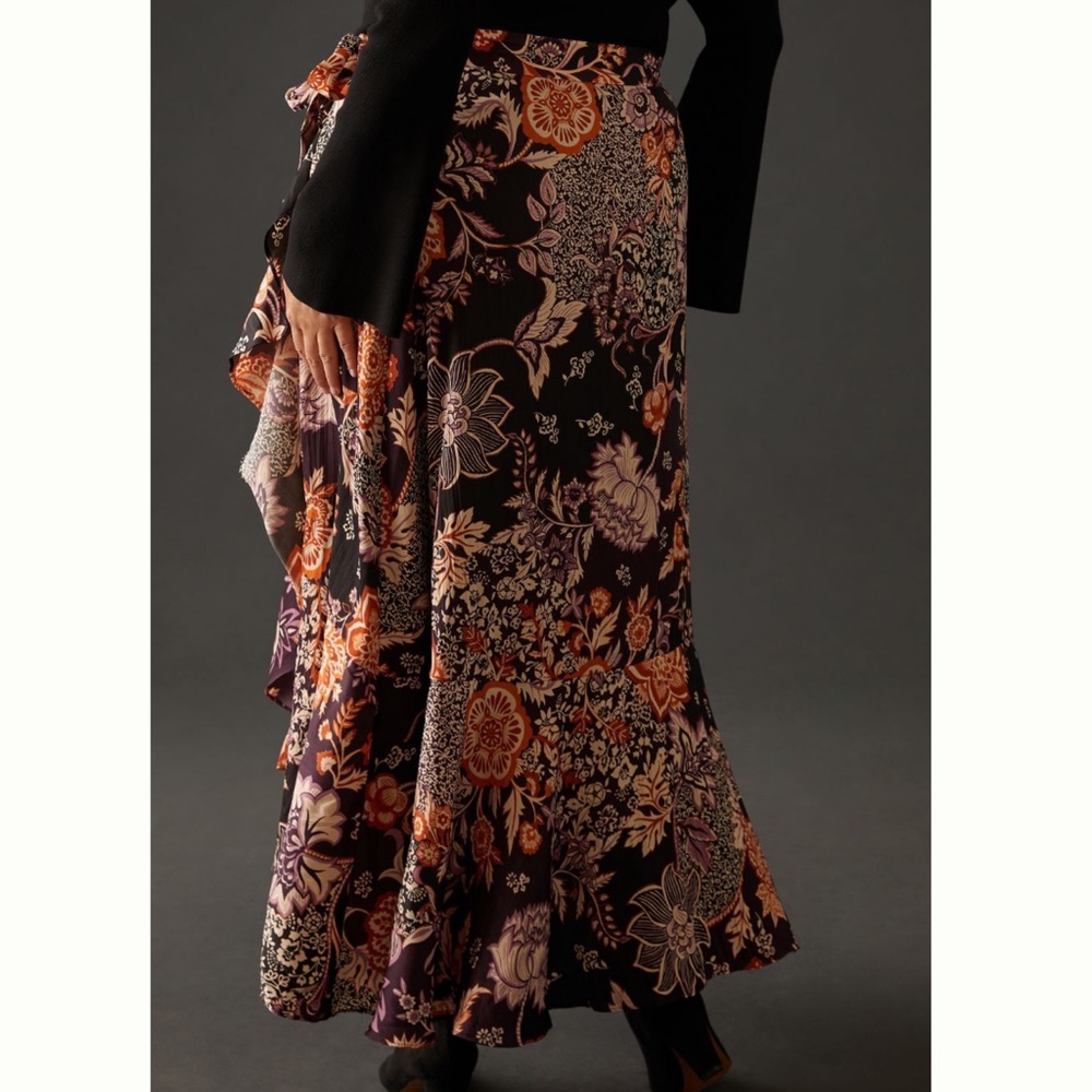 NWT Anthropologie Maeve Ruffled True Wrap Floral Flowy Maxi Skirt - Picture 7 of 17